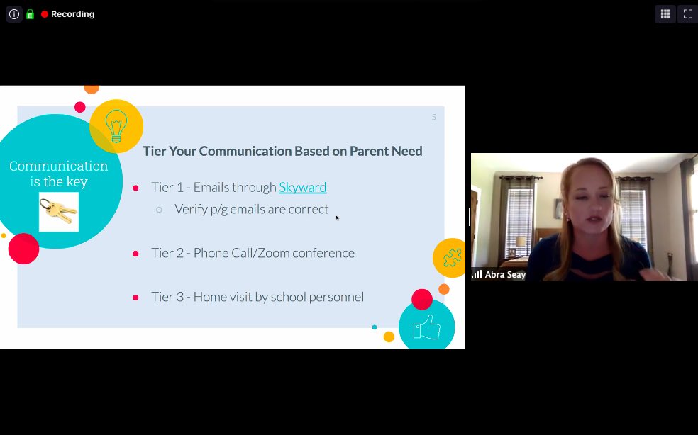 Awesome PL today presented by <a href="/abra_seay/">Abra Seay</a> on ENGAGING PARENTS IN VIRTUAL LEARNING! 📝 Thank you <a href="/FlaglerTeaching/">Flagler Teaching & Learning</a> 💜 for providing these virtual learning opportunities for <a href="/FlaglerSchools/">FlaglerSchools</a> educators! 🍎