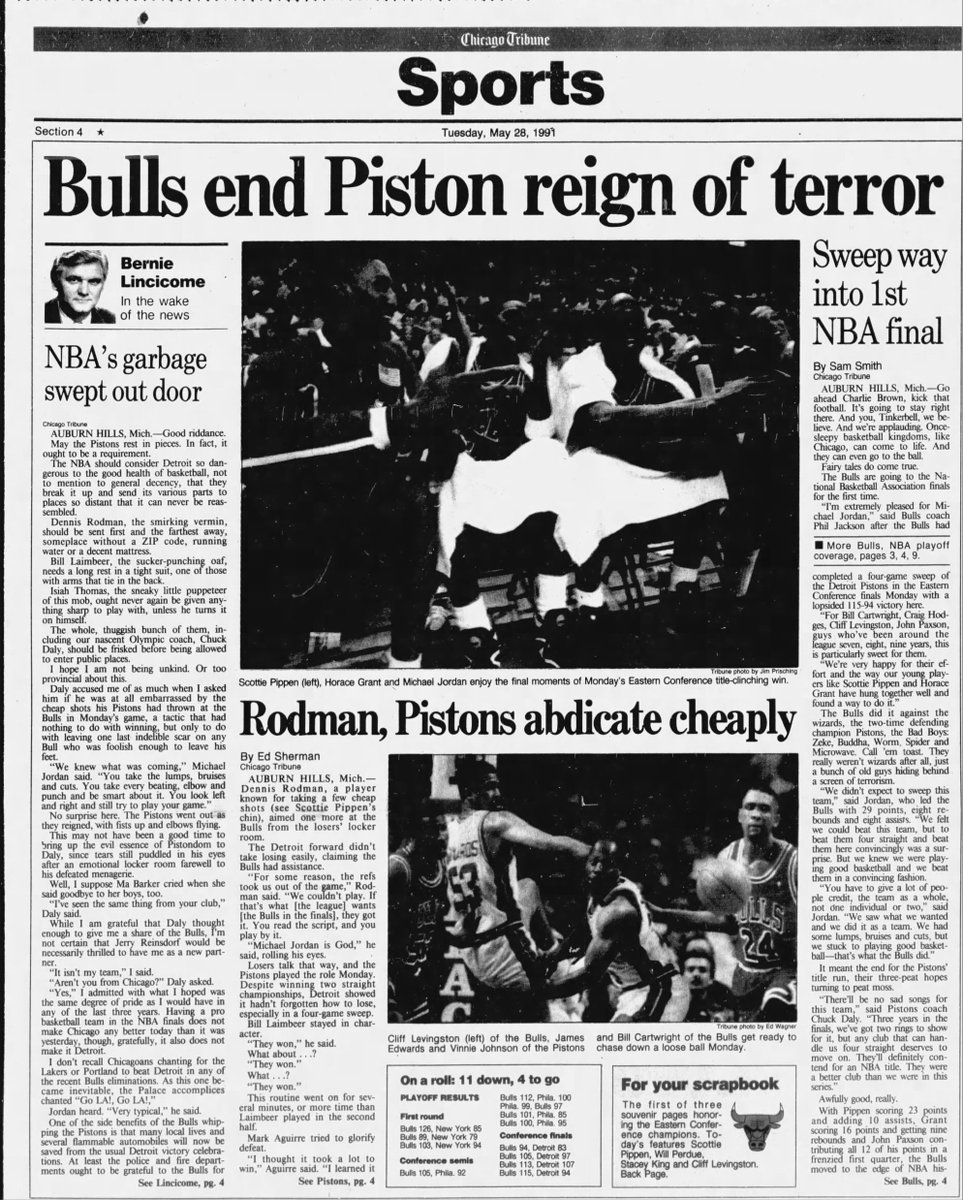 Dave S Joint On Twitter Tbt May 27th 1991 After Two Straight Years Of Succumbing To The Jordan Rules Of The Bad Boys In The Eastern Conference Finals The Chicagobulls Came Back With
