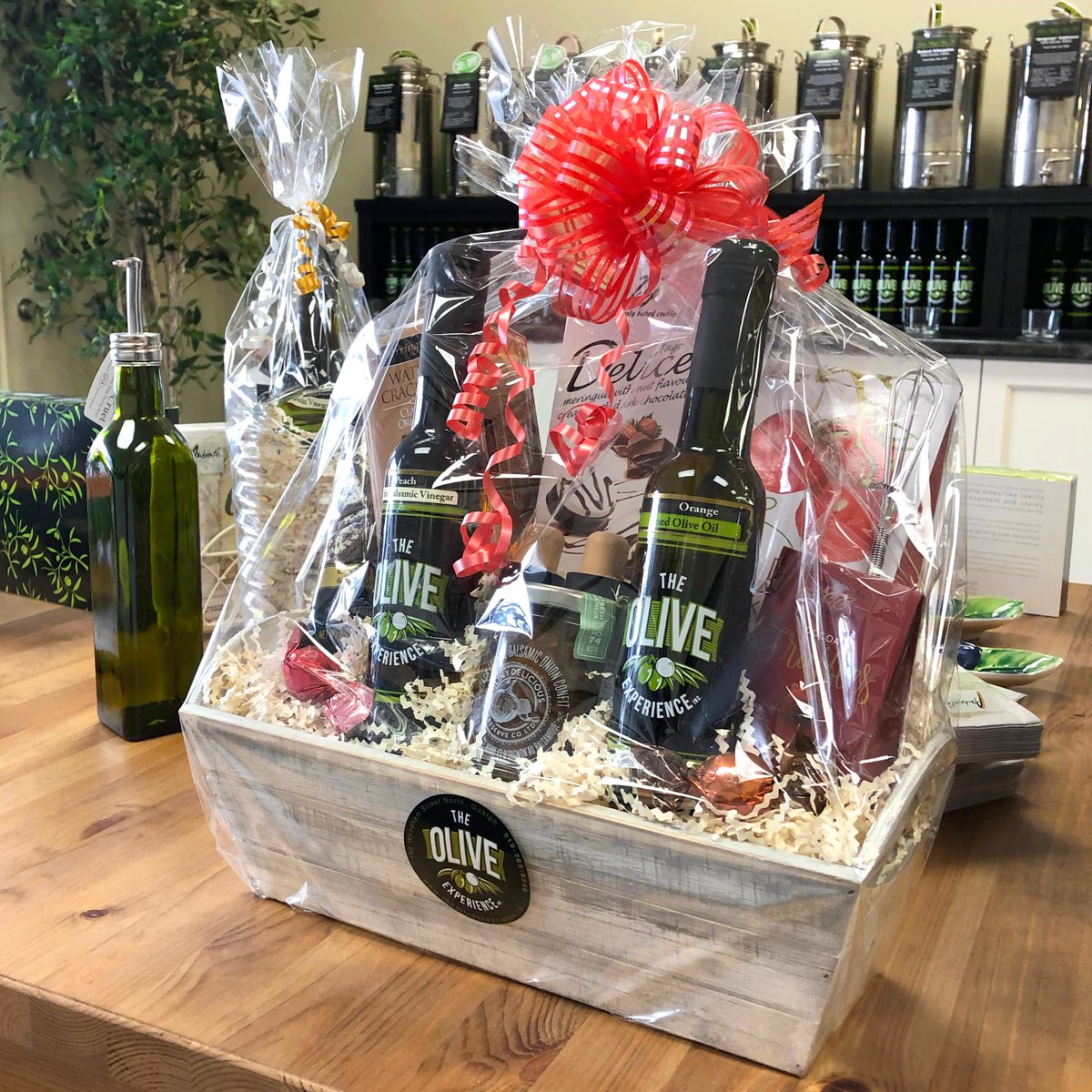 🌷 MOTHER’S DAY GIVEAWAY! 🌷

We will be giving away this beautiful gift basket, worth over $75, to one lucky winner!

This prize includes 200ml bottles of Peach White Balsamic Vinegar, Sweet Valencia Orange Olive Oil, two pour spouts and a variety of sweet and savoury treats!