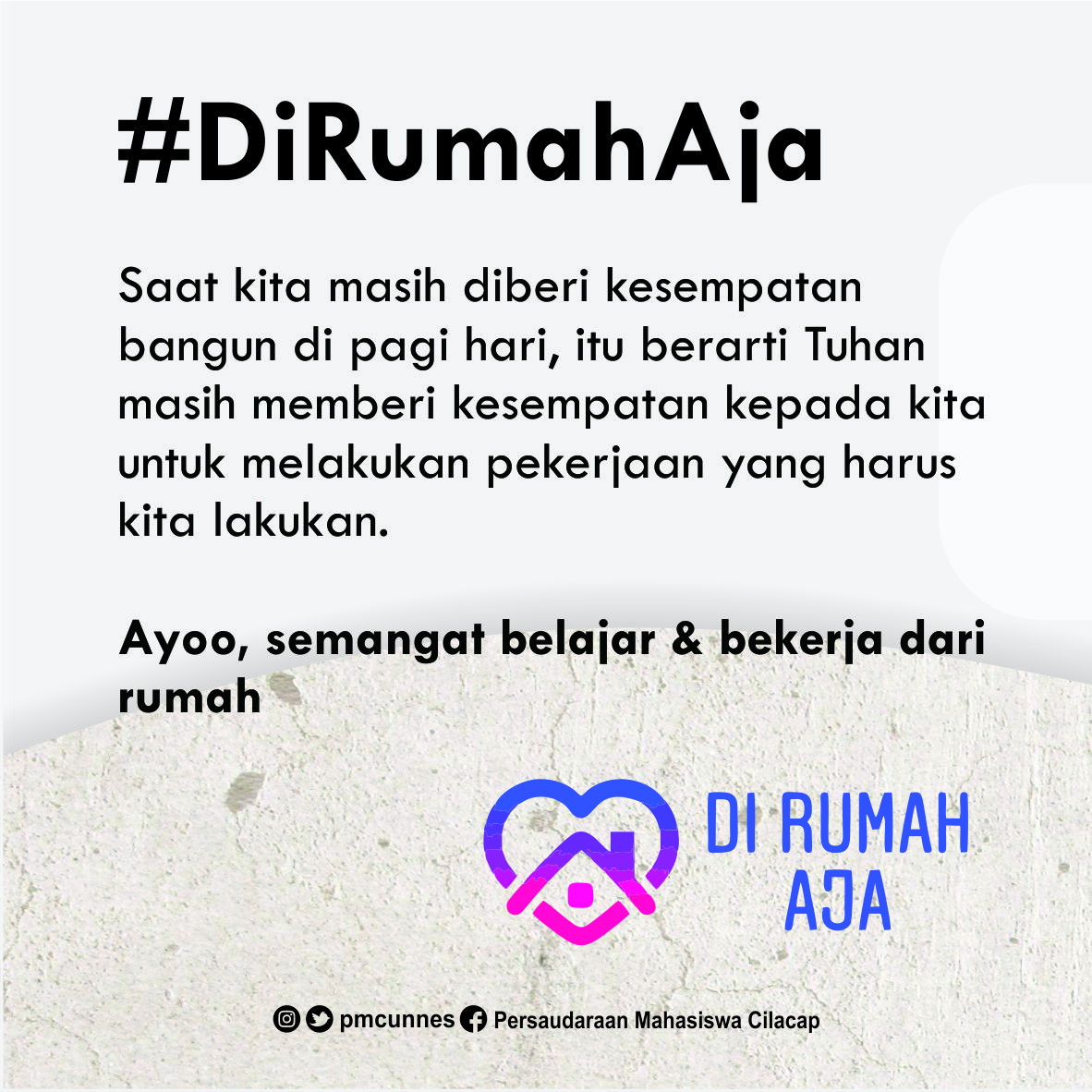 pmcunnes's tweet photo. [LawanCovid-19] Saat kita masih diberi kesempatan bangun di pagi hari, itu berarti Tuhan masih memberi kesempatan kpd kita utk melakukan pekerjaan yg harus kita lakukan.

Ayo tetap semangat belajar dan bekerja dari rumah !

#pmcunnes #unnes #COVID19indonesia #coronavirus #MayDay https://t.co/lrT0lLtRpX