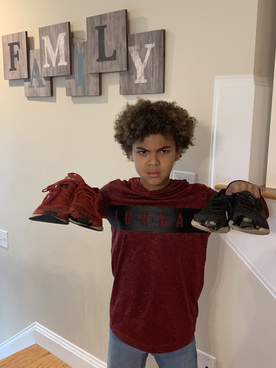 JonJ_Harris's tweet photo. I don’t even know what to say about this guy right here...he will tear through some shoes!!  He only knows one speed.  🤦🏿‍♂️ #TheJaxMan #GoHardOrGoHome #YoungAthleteProblems #IsItJustUs https://t.co/GDwOctX6RC