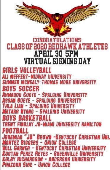 Seneca_High's tweet photo. Congratulations to all of our scholar-athletes who we celebrated today at your virtual signing ceremony. We are so proud of your hard work and commitment. Go Red Hawks! #SenecaSoars @JCPSHighEA @MACOLE31 @CoachEckloff @senecahawks @JCPSAsstSuptHS @MrGuy_SenecaHS @Ms_SJohnson https://t.co/aAiH0uSbOh