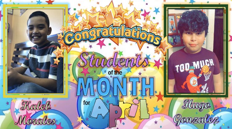 Guerra4856's tweet photo. Congratulations to our #4thgrade Students of the Month for April!We’re so proud of you Kaleb Morales and Hugo Gonzalez! 🐬⭐️⭐️ @LISDSanchezOcho https://t.co/MUtjs6P4n8