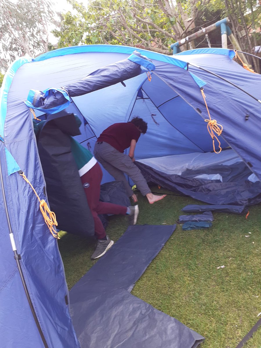 Tents up and a Dane Valley scout and 2 @TitansExplorers scouts settling down for the night #CampAtHome 
#scoutsathome 
@CheshireScouts
#congleton