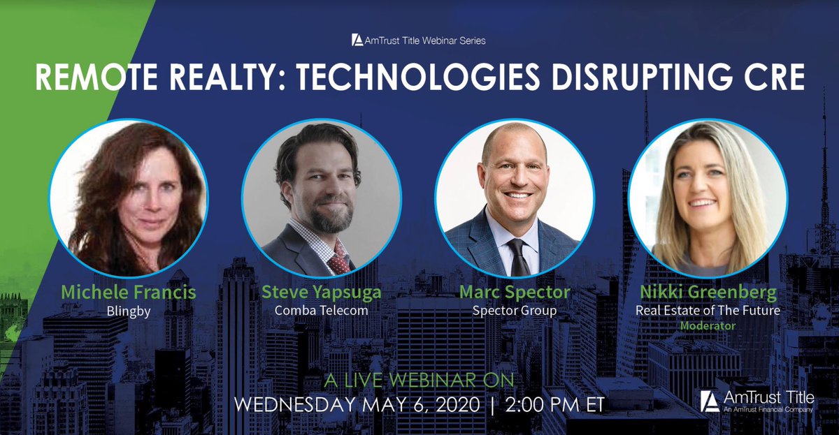 Our Chief Product Officer, Michele Francis, will be speaking on the Remote Reality: Technologies Disrupting CRE webinar on May 6th! Tune in at 2:00 PM ET to watch live!
