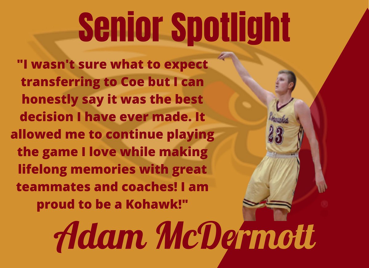 CoeCollegeHoops's tweet photo. Senior Spotlight: @McDermottAdam fit in like a glove upon transferring to Coe and quickly established himself as one of the best two-way players we have ever had. We appreciate the "buy-in" Adam gave our program from Day 1, we will miss his leadership greatly! Thank you Adam! https://t.co/XTGGTBhlfB