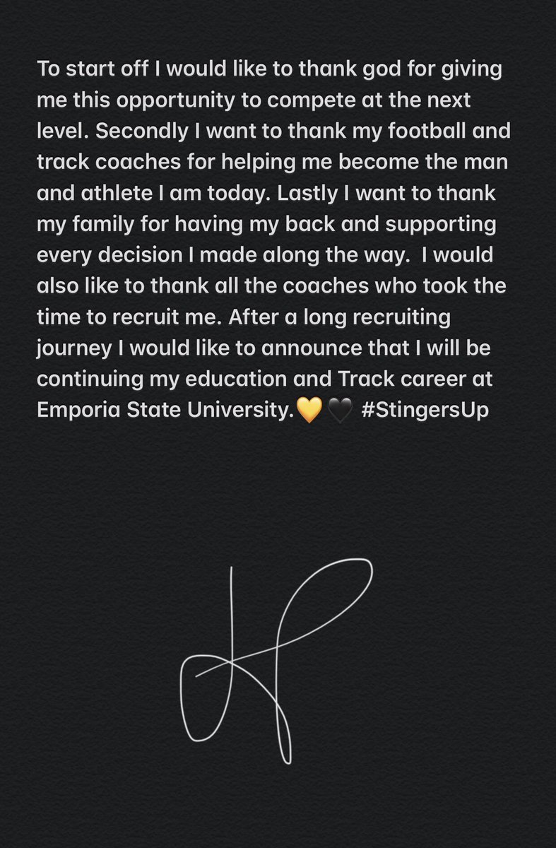 Honcho5Jay's tweet photo. Committed🖤💛⁦@EmporiaStTrack⁩ ⁦@LCPA_Athletics⁩ https://t.co/nynxUlJOup