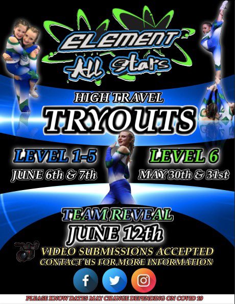 #whatareyoumadeof? Tryouts for Season 7! Times TBD! 💚💙