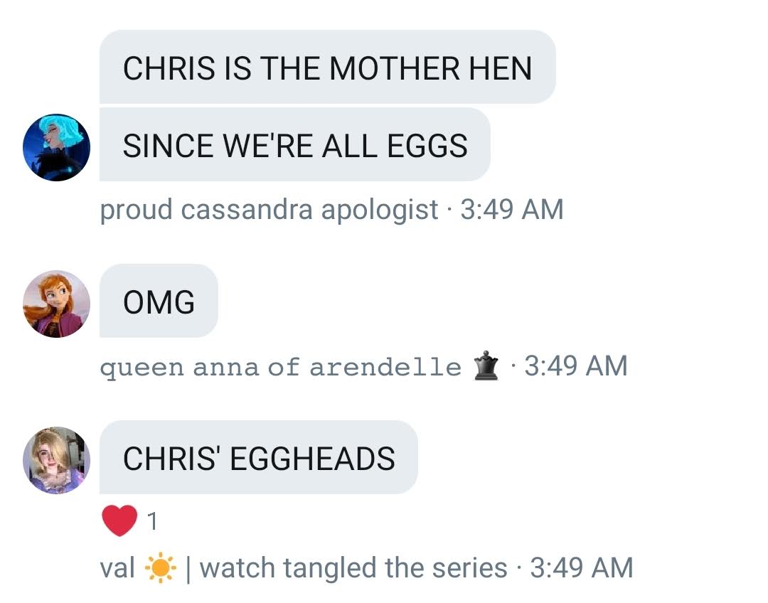 when we switched the name to chris' eggheads 