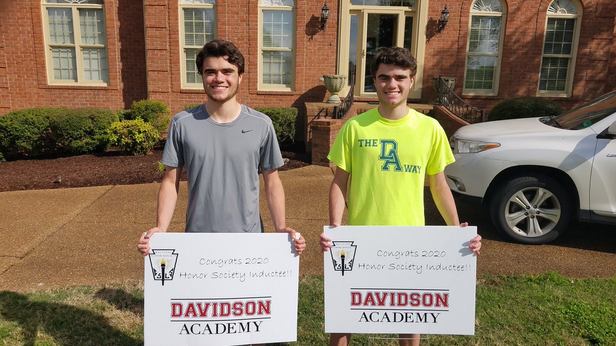 davidsonacademy's tweet photo. More smiles from our students receiving their sign for being inducted into the National Honor Society. #theDAway #DAdistancelearning #somegoodnews #socialdistancing https://t.co/PiutZd7lnq