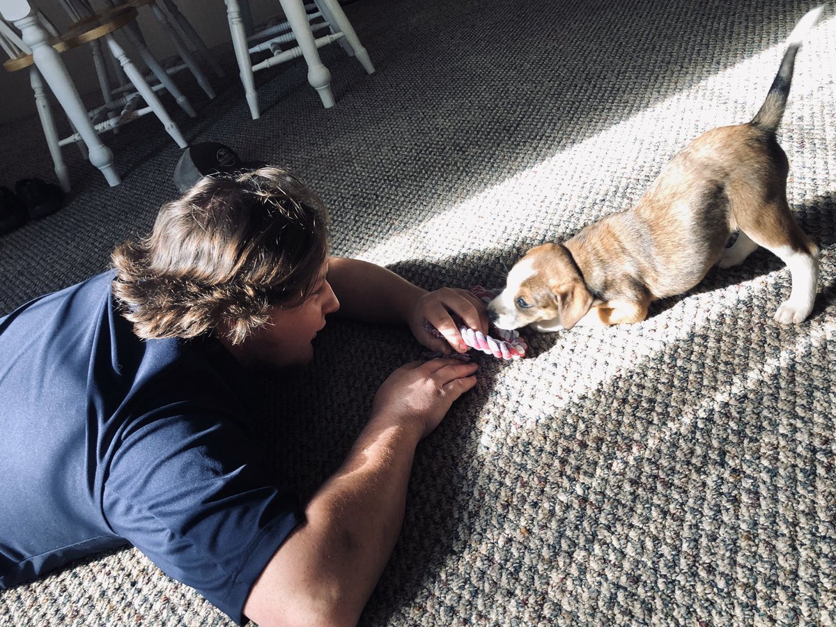 shawnasmithh's tweet photo. Ever since we found out we were moving back to appling all wade has talked about was getting a “cow dog” for his cows. Today that happened. Meet Magnolia 🐶🌸 https://t.co/4JHG4pVeWp