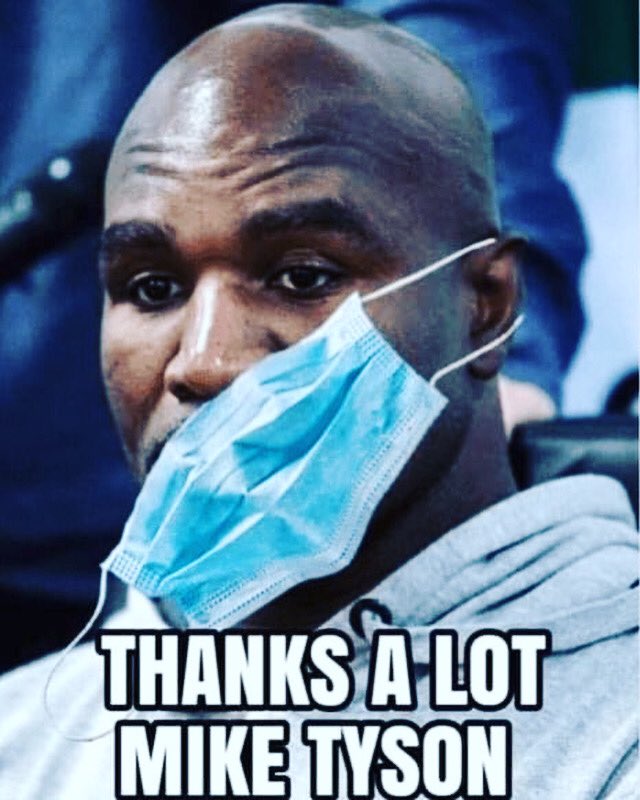 pastorchadmoore's tweet photo. Sometimes it hard to be the Real Deal Holyfield. #EvanderHolyfield #covid19 #earbite https://t.co/b3TswfzCE1