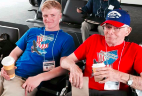 tallgrass_roots's tweet photo. Cannot wait to reschedule our 2020 Honor Flight.  This is a favorite photo. Generations bridged and years spanned, Dylan and Merle looked like they were in on a joke the rest of us weren't privy to. @FlightWhs @HonorFlightNet @WamegoS https://t.co/nHrz252H3Y