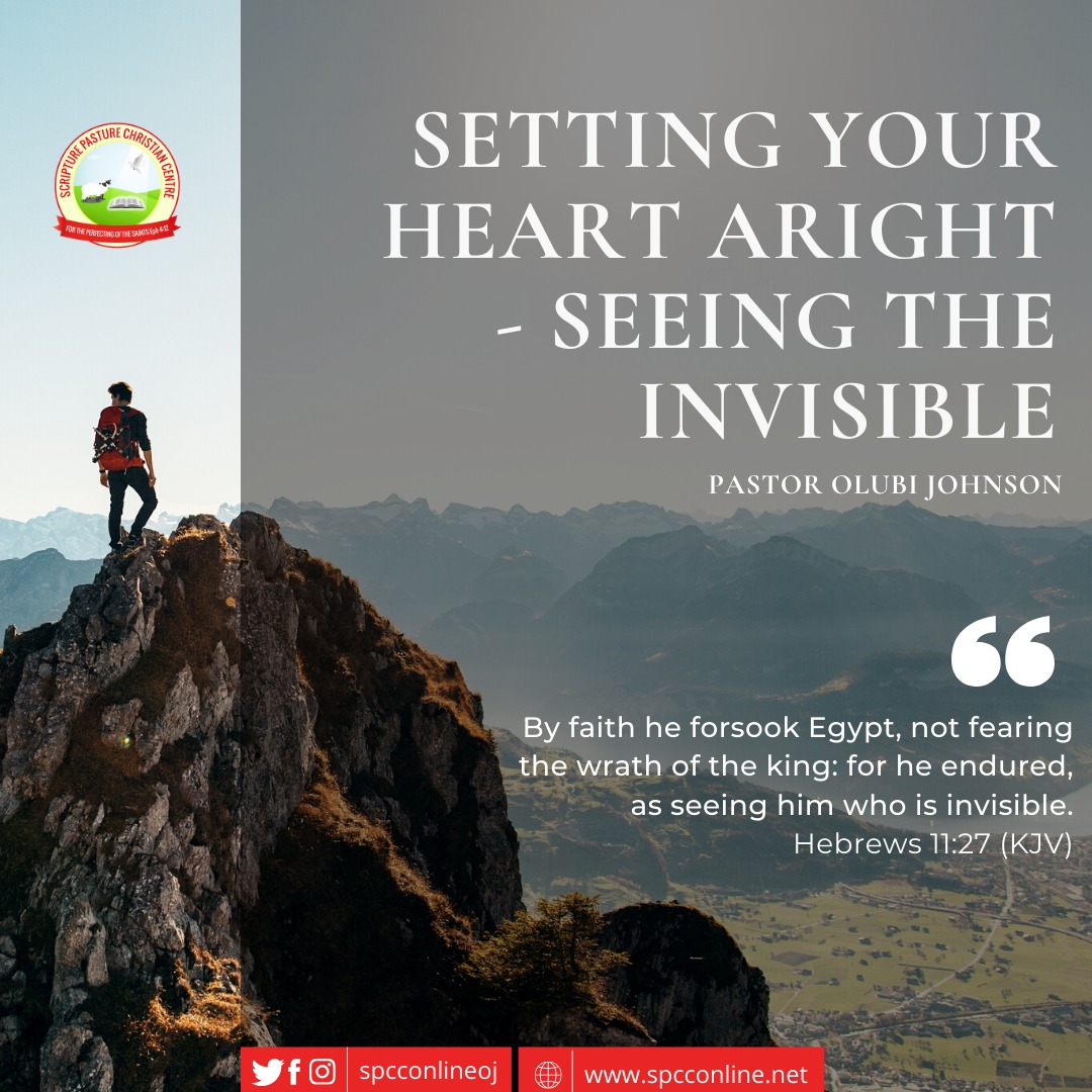 spcconlineoj's tweet photo. APRIL 30
SETTING YOUR HEART ARIGHT - SEEING THE INVISIBLE - PST. OLUBI JOHNSON
Hebrews 11:27 (KJV)
Full text here👇
https://t.co/v8akwVFPLs .
#settingheartright
#rightstanding #rightdoing #spiritualinsight #PastorOlubiJohnson
#ScripturePastureChristianCentre https://t.co/RDMorRVXqP