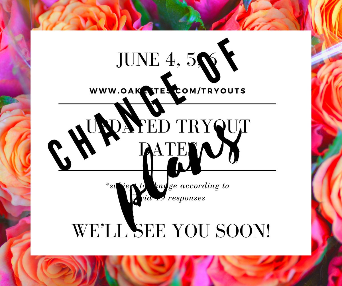 Every day brings more change and here we have another! Due to new information, we will NOT be having in-person tryouts June 4, 5 and 6. We will announce our new plan as soon as it is finalized. Until then, keep dancing!