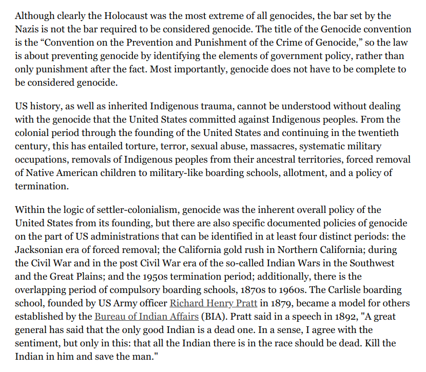 "The bar set by the Nazis is not the bar required to be considered genocide."  http://historynewsnetwork.org/article/162804&nbsp;