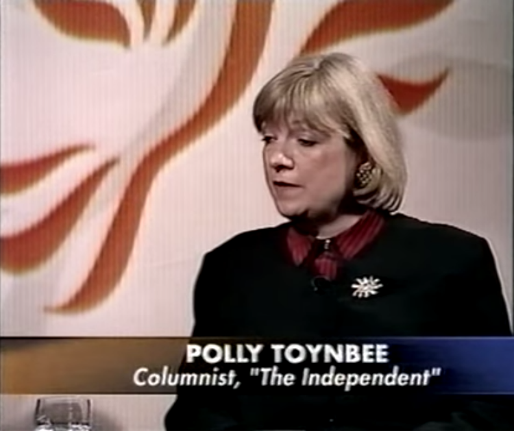 In the studio debate, Polly Toynbee declared it a ‘very dark day for journalism and a very dark day for democracy’ believing it was a move by Murdoch to influence the government. Peter Riddell accused Toynbee of being ‘too conspiratorial about these things’