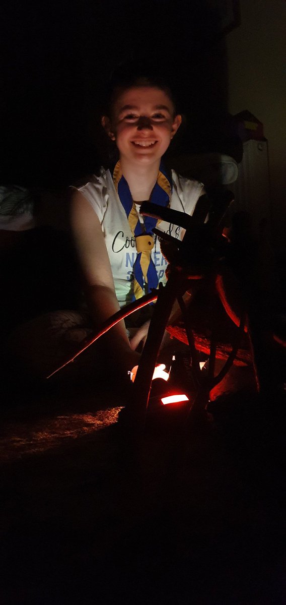 imperfectmumof4's tweet photo. My daughter 'camping' tonight in her homemade den in the livingroom with her homemade fake campfire! #VirtuallyCamping #scouts #CampAtHome https://t.co/y26loR4D1B