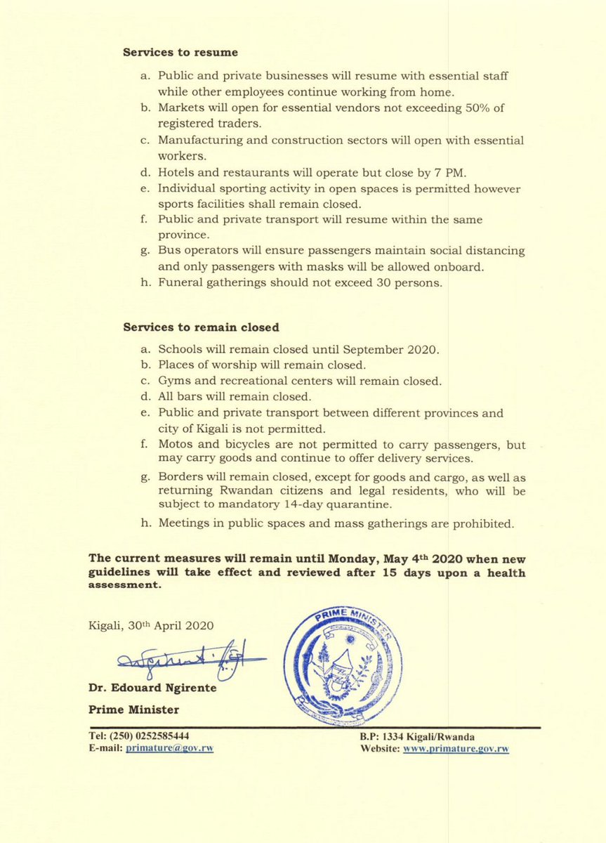 Statement on Cabinet Resolutions of 30/04/2020