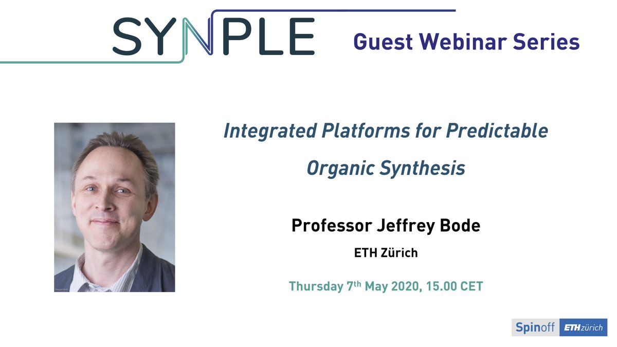 synplechem's tweet image. Please join us next week for our first guest speaker in Synple Chem&apos;s webinar series! (7th May 2020, 15.00 CET)
synplechem.com/news/events
#synplechem #platformtechnologies #syntheticchemistry #bodegroup