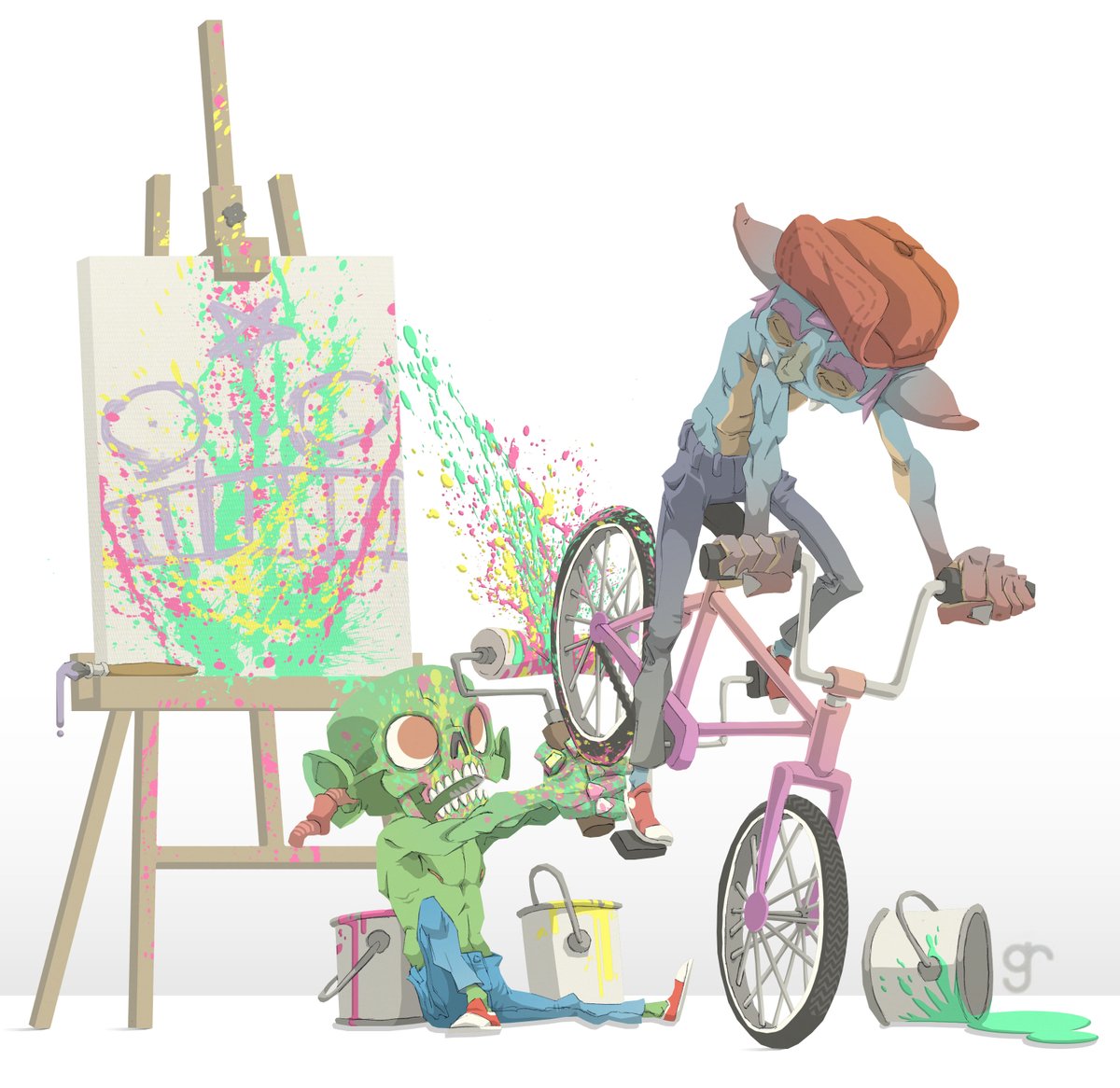 greigrapson's tweet photo. Painting with Piss and Vinn. https://t.co/48hIT0EVvi