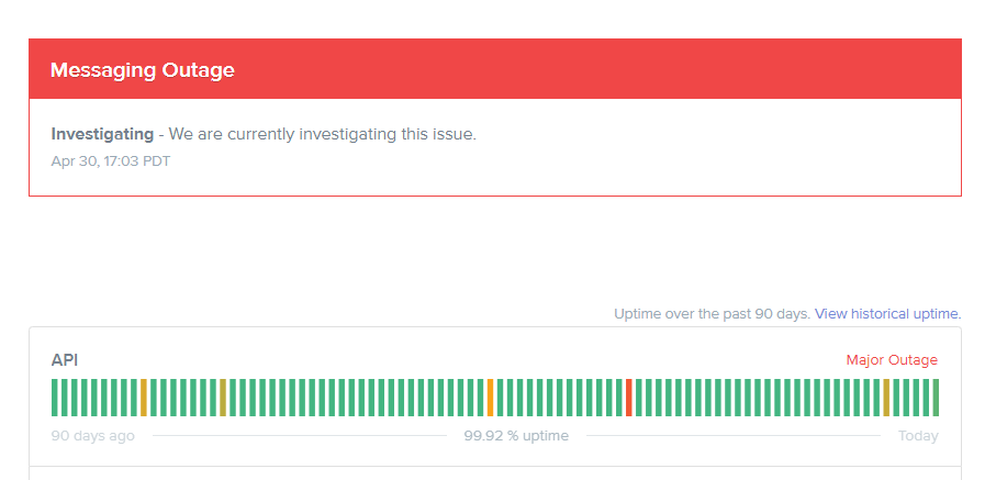 AdultDragons's tweet image. Due to a Discord Messaging Outage you may have issues interacting on the servers. We are keeping an eye out for this issue to be fixed. #serverstatus