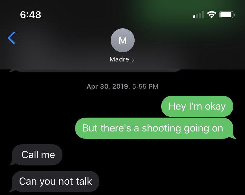 KaliSnider's tweet photo. A year ago today. Never in my life would I expect to have to send a text message like this. We should never be afraid to get an education. This is a day I will never forget. To the one we lost and to everyone impacted, you are in thoughts today #unccstrong https://t.co/3ot5mpXGef