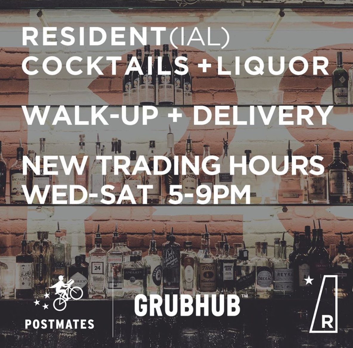 RESIDENT(IAL) Cocktails + Liquor Walk-Up + Delivery WED - SAT 5-9 PM - Info / Menu / Order: residentdtla.com