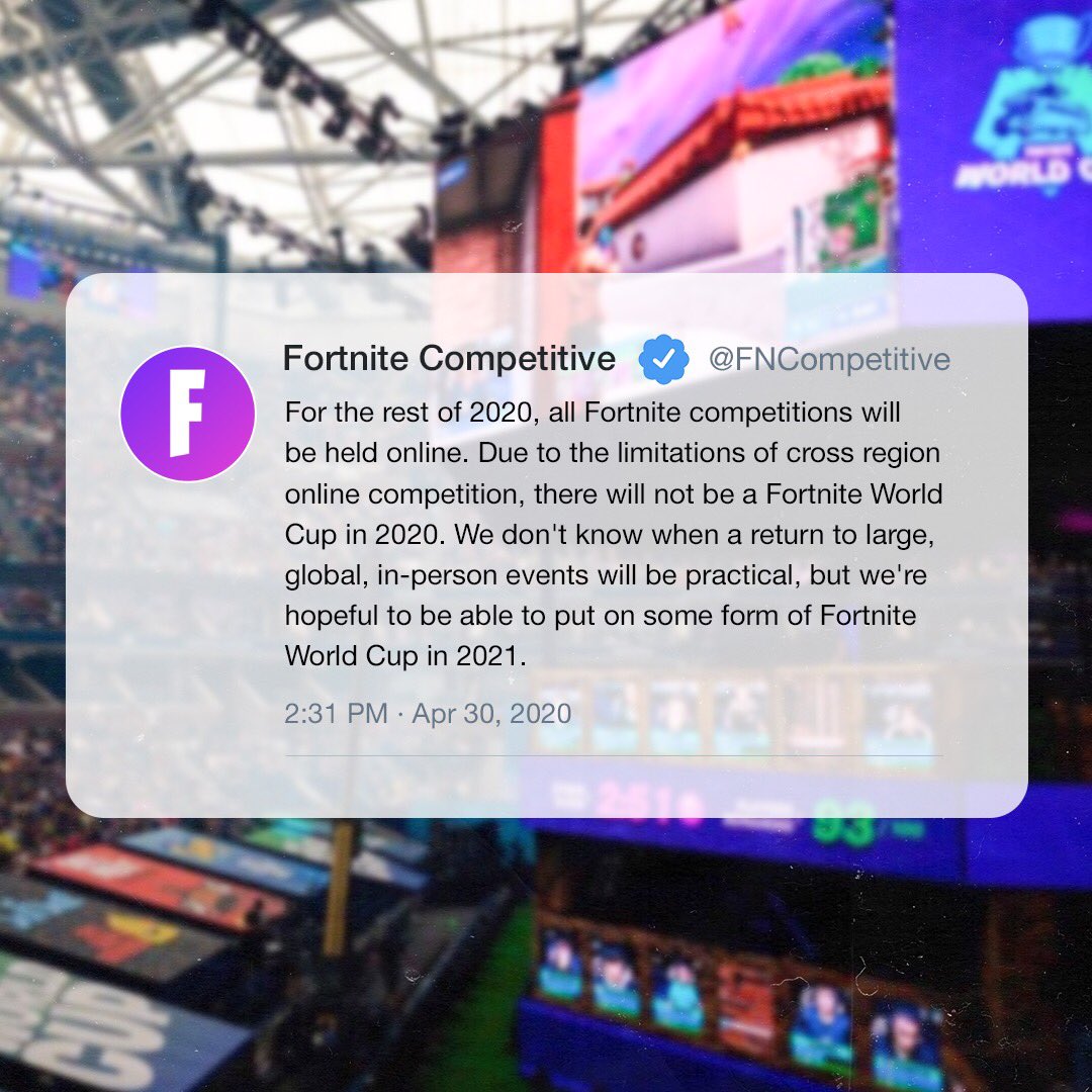 Faze Clan On Twitter Today Fortnitegame Announced The Remainder Of 2020 S Events Will Take Place Online With A Hopeful Future World Cup Return Tag Your Duo For 2021 Https T Co Vv6yc6mys3