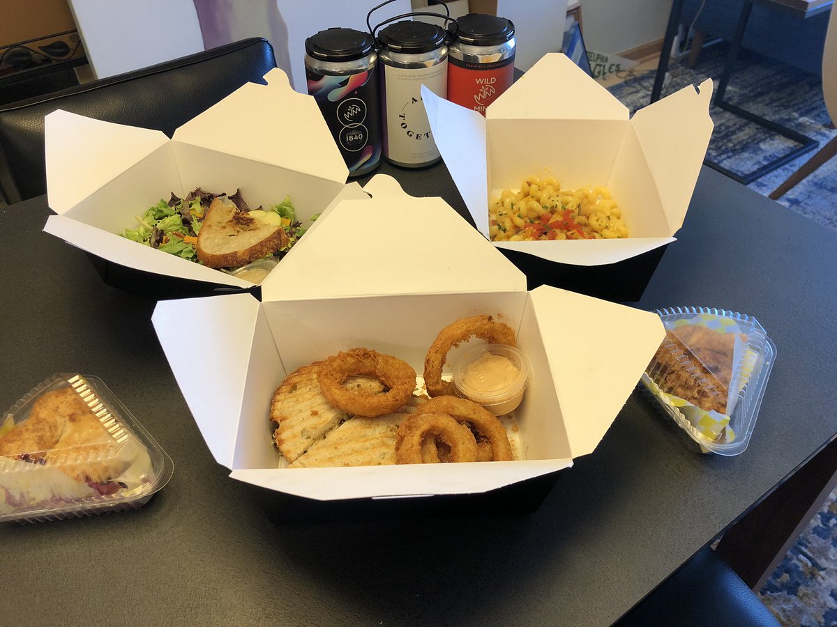 Tonight we’re celebrating our 26th anniversary so we invited some friends from the old neighborhood:
• dinner from <a href="/GandDPub/">George & the Dragon</a> 
• beer from <a href="/WildMindAles/">Wild Mind Ales</a> 
• pie from <a href="/pieandmightymsp/">Pie & Mighty</a>. 😛