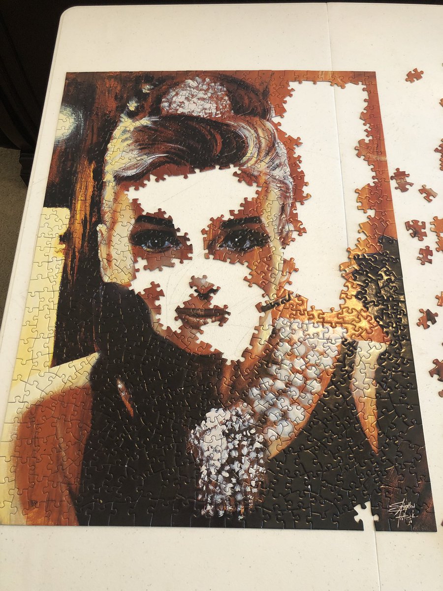 MeganVoitik's tweet photo. Day 26 of remote learning! I usually work on my puzzle at night but had quite a morning and decided to destress during nap time. Can you identify who this is? #absolutethreshold https://t.co/46Buo97GcH