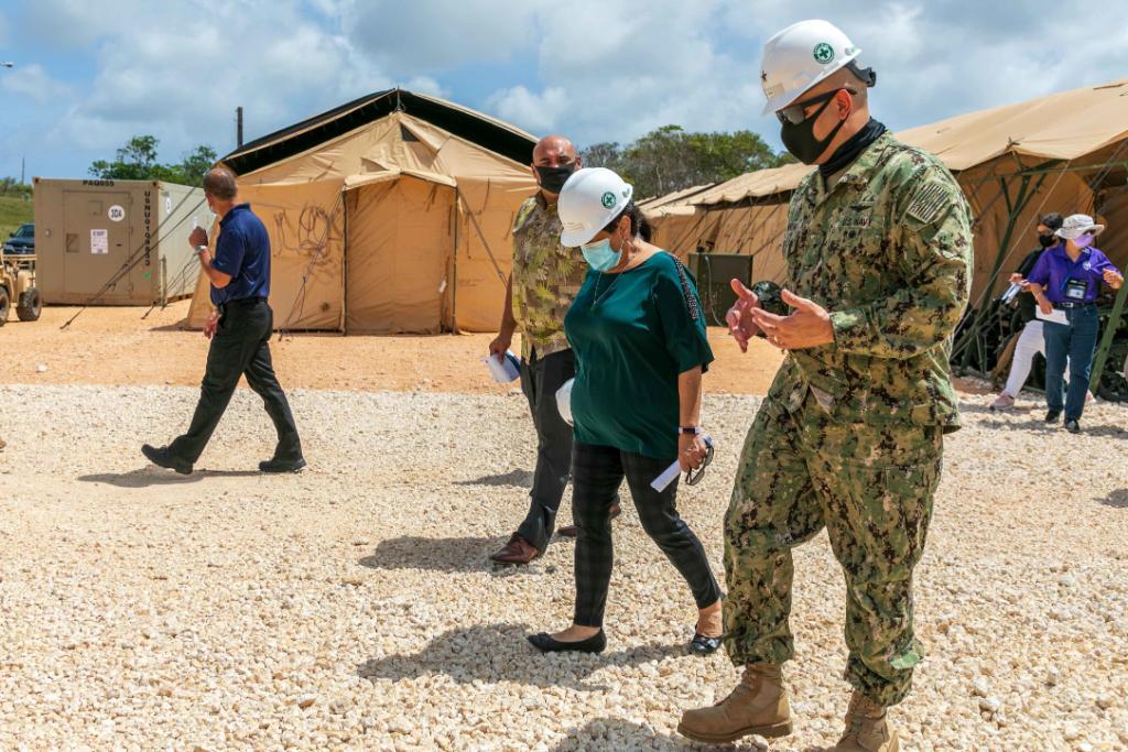 USNavy's tweet photo. #USNavy photos of the day: Guam governor #louleonguerrero tours EMF at #JRMGuam, #USNSMercy performs surgery during #COVID19 support, #USSVellaGulf fires CIWS and #USSChief transits #EastChinaSea.  ⬇️ info &amp; download ⬇️: https://t.co/vI6KdY0JQD? https://t.co/xRQvRY9iOZ
