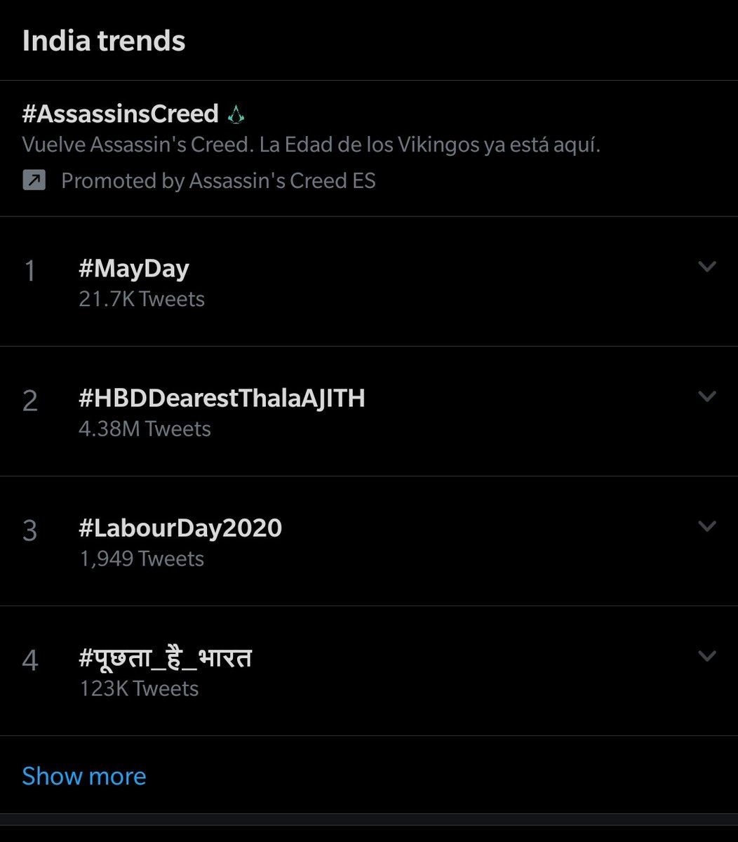 TrendsAjith's tweet photo. #HBDDearestThalaAJITH Trending with 4.38 Million+ tweets in official india trends😎  #Valimai https://t.co/N6TEOcLUm6