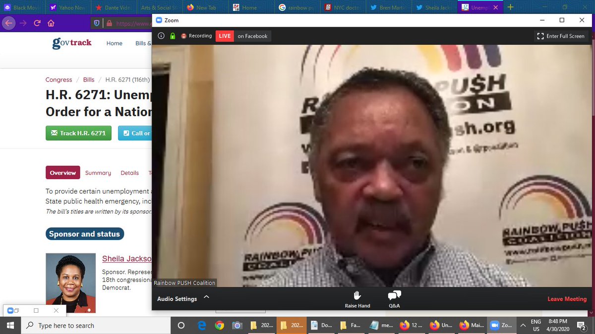 Thank you <a href="/RevJJackson/">Rev Jesse Jackson Sr</a> of @rpcoaliton for this #Covid19 and this distinguished panel!  May God strengthen our families, our country and our world through this pandemic and more!