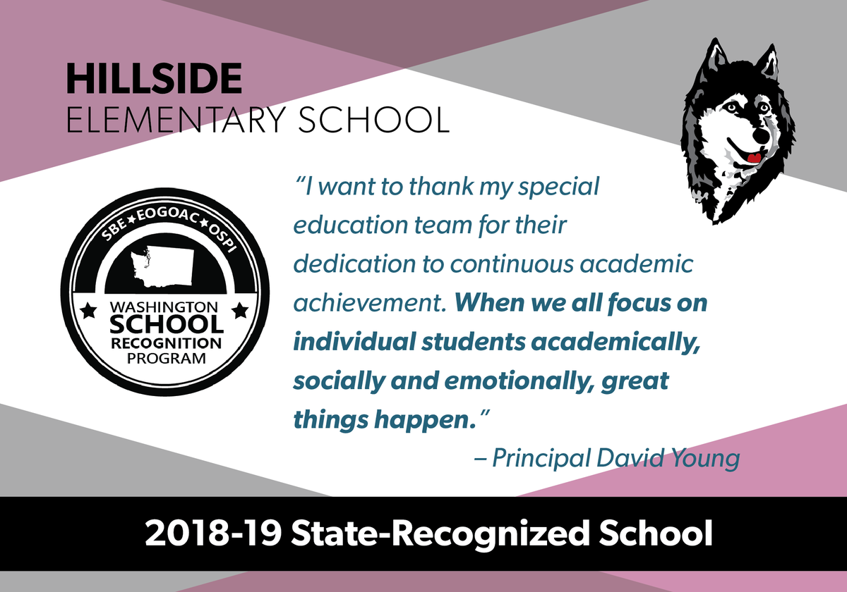 CloverParkSD's tweet photo. Congratulations to Hillside Elementary School for being named a state-recognized school for fostering growth for students who receive special education services! #WASchoolsWeek #CPSDFutureReady https://t.co/L5TCB0Q0v6