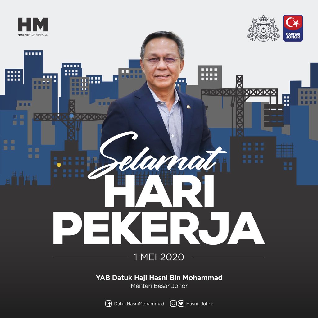 Hasni_Johor's tweet photo. SELAMAT HARI PEKERJA

Warga kerja adalah nadi negara. 

#StandWithJohor #BerdiriBersamaJohor #StaySafe. https://t.co/blPc9F1KS6