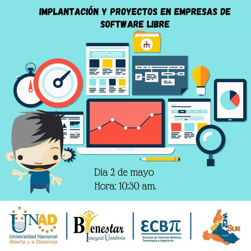 La UNAD los invita Implantación y proyectos en #Empresas de #Software #Libre #FreeSoftware  #VISemanaCulturalySemanadelaSalud  - #ECBTI Unadistas Unad Cead Ibagué <a href="/UniversidadUNAD/">Universidad UNAD</a>
@ECBTI_IBAGUE
Link de  inscripción: forms.gle/tzA9gVte41sXPW…
Fecha: Sábado, 2 de mayo
Hora: 10:30 am