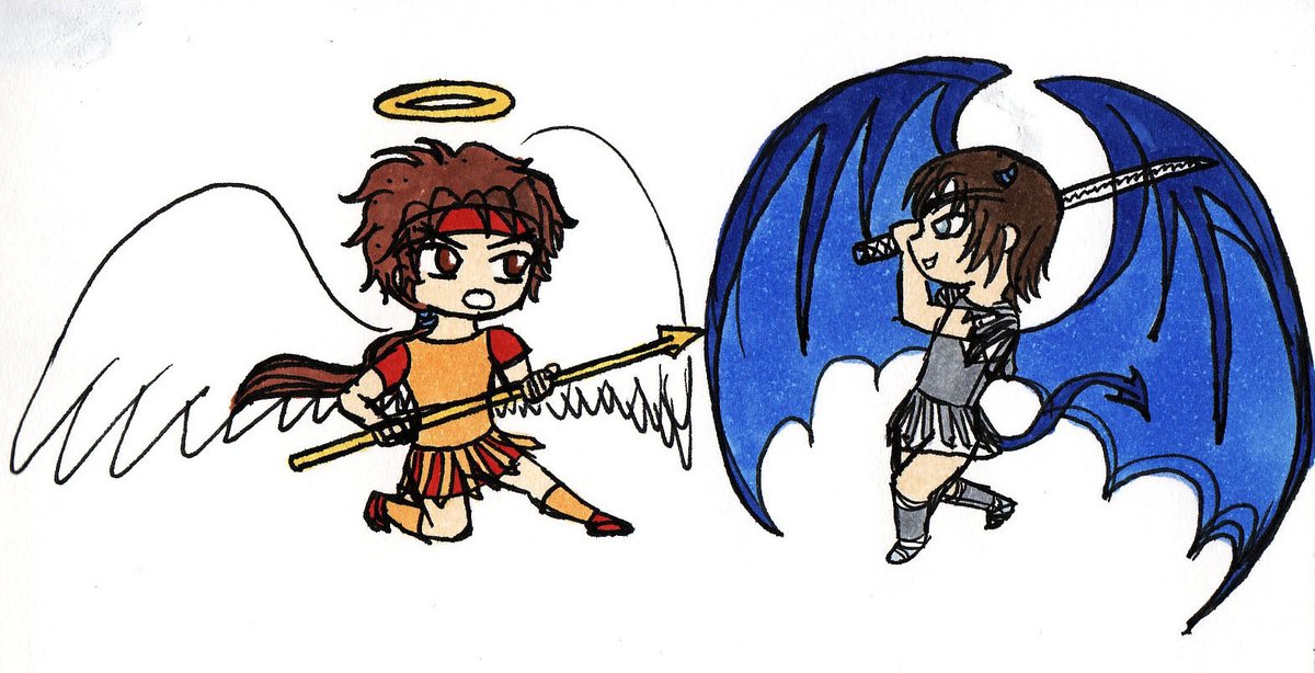 mysticdragon3ni's tweet photo. Last day of #AprilAngelsAndDemons! #DateSana #fanart #DateMasamune #SanadaYukimura #SengokuBasara #angel #demon #chibi
Is it just me or do angels fighting demons in Renaissance paintings look like they're wearing ancient Roman armor? https://t.co/gaLnhtl3d4