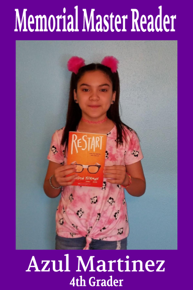 WISDMemorialLib's tweet photo. A new Memorial Master Reader! Great job, Azul! More than one million words read!
Azul is now part of our Memorial Virtual Master Reader Wall of Fame. Visit the wall on our library homepage. https://t.co/DIPxKjM1C9

#MemorialStrong
#WISDStrong
#TheRightChoice https://t.co/pMNrqvd5bX