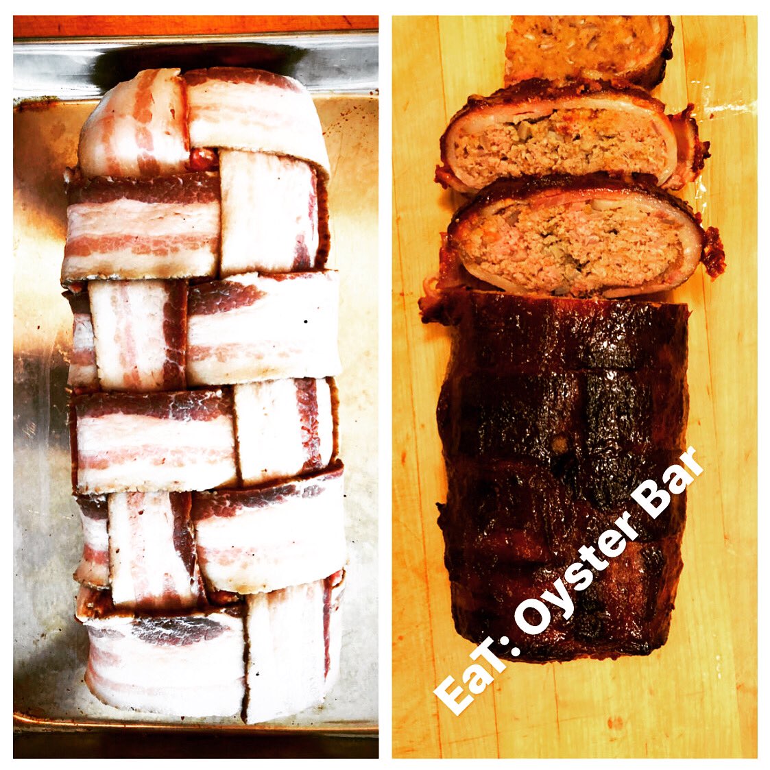 Friday Family Meal: Meatloaf, Wrapped in Bacon, Smoked Low and Slow. Only two left!  Order now for pick up tomorrow.  #meatloaf #getinmybelly #takeout #eaterpdx