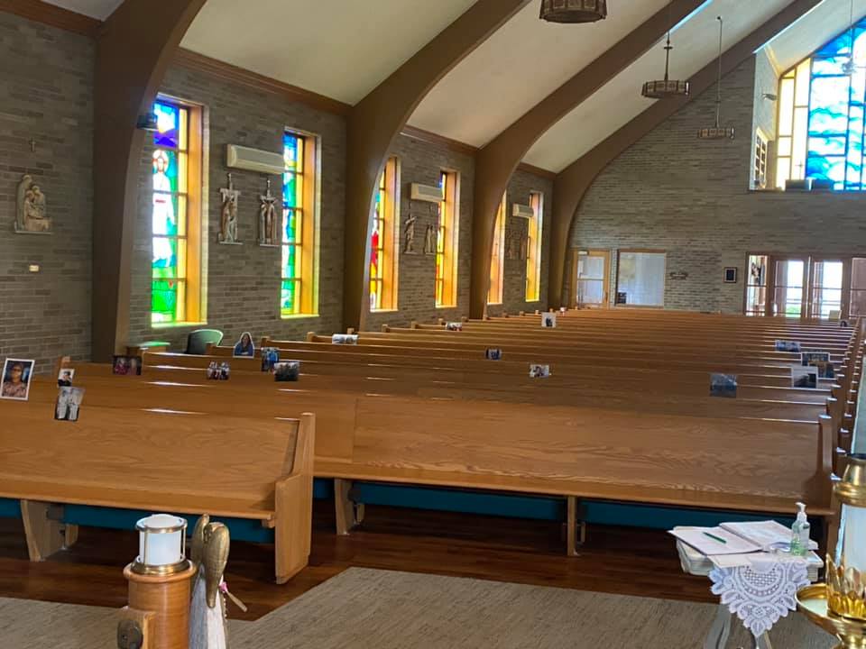 SacredHeartMA's tweet photo. Photos are looking good at Church. If you haven’t brought your yet, please do. If you want you can email them, parishoffice@sacredhearthopedale.org and we will put up for you.
#fillthechurch #inthistogether #churchisnotabuilding https://t.co/E1xvBydd4H