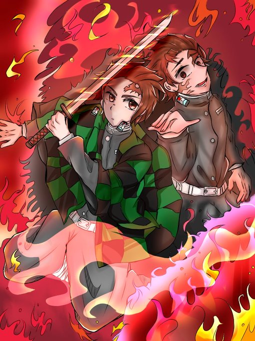 ゆんさんがTwitterに投稿した竈門炭治郎(鬼滅の刃)のイラスト。