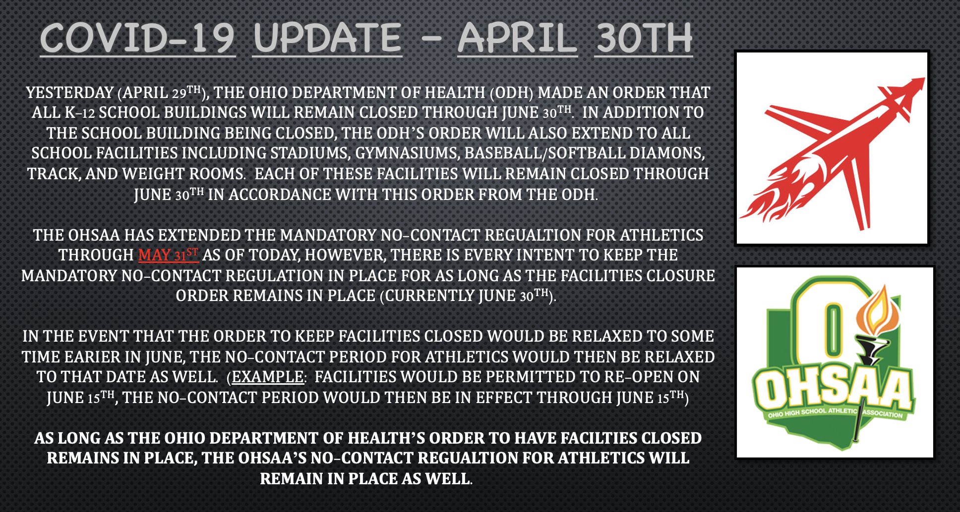 Pandora Gilboa Athletics Update On Yesterday S Order From The Odh For All Facilities To Remain Closed As Well As Today S Ohsaa Extension To The Current No Contact Regulation For Athletics Pandora Gilboa Athletics Update On Yesterday S Order From The Odh For All Facilities To Remain Closed As Well As Today S Ohsaa Extension To The Current No Contact Regulation For Athletics