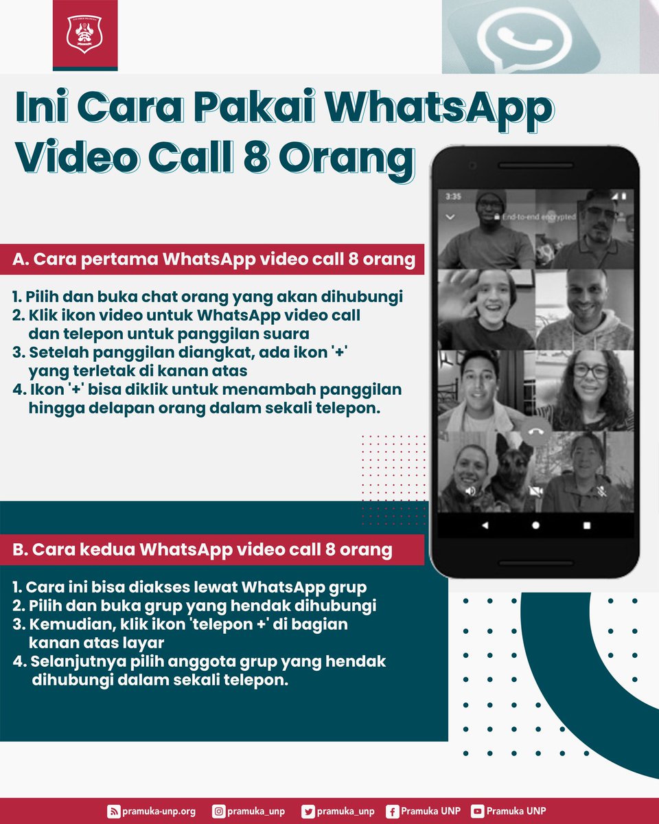 Woww.. <a href="/WhatsApp/">WhatsApp</a> Kini Punya Fitur #VideoCall Sampai 8 Orang. Bagaimana Sih Cara Penggunaannya.
Yuk Simak #Infografis Berikut.
#PramukaUNP