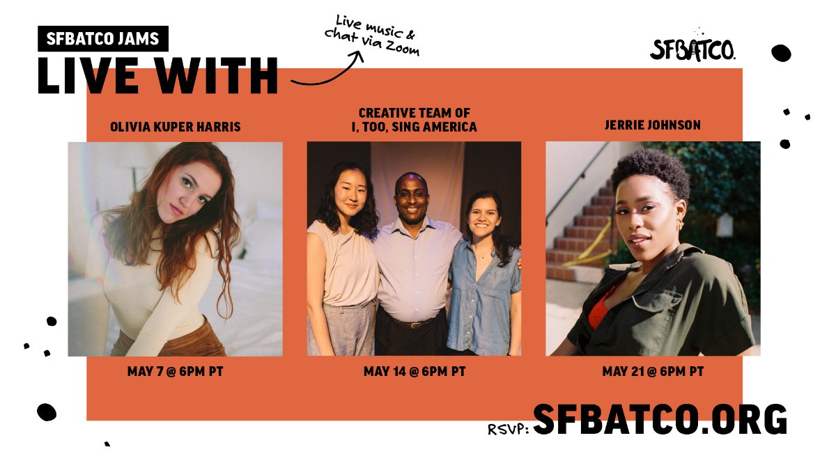 sfbatco's tweet photo. Announcement!!! SFBATCO JAMS! LIVE w/ Olivia Harris, Jerrie Johnson, & creative minds behind "I, Too, Sing America"😍 RSVP online - https://t.co/LP4jNbtBlr https://t.co/IzFKH44KmI