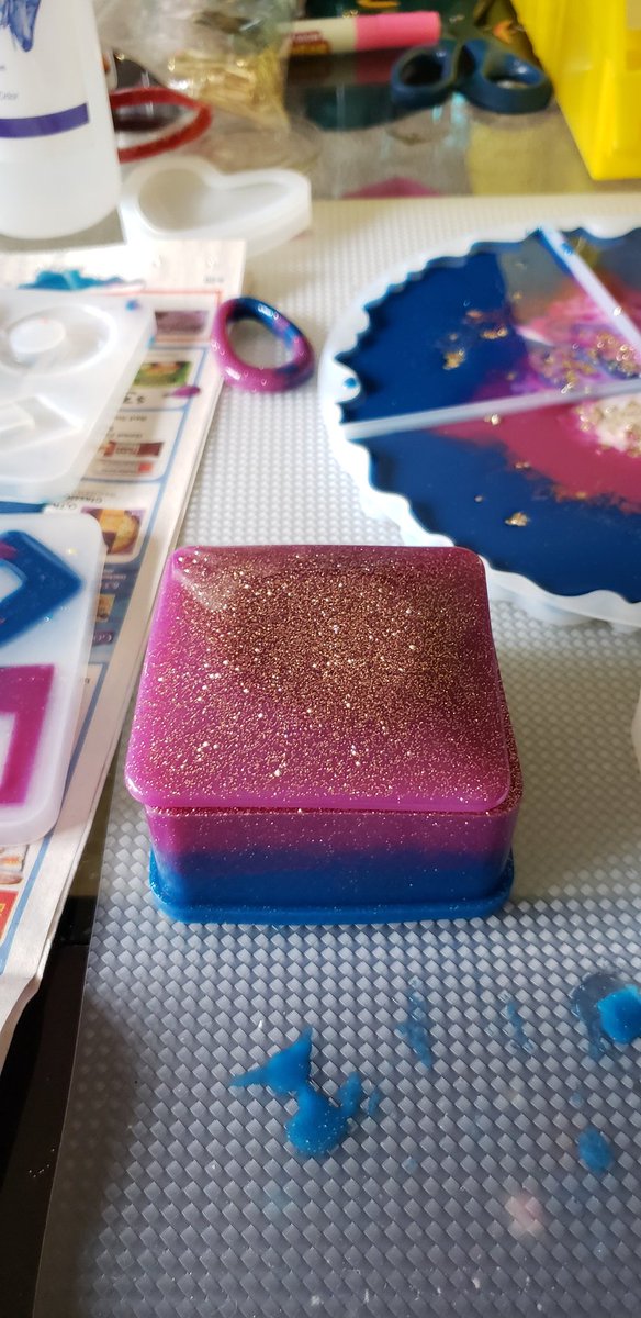 Love88An's tweet photo. A little trinket box to hold your rings, earrings, and whispers of your crush  What other colors would you like to see mixed together? Let me know in the comments. #handmade #madewithlove #etsyseller #etsy #anartistslove88 #galaxy  #Purple #trinket #trinketbox #rings #earrings https://t.co/tnsMd7rIlS