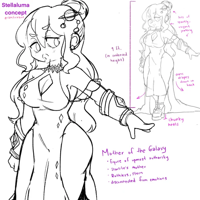 stellaluma, the distant mother of starlite 
still sorting out her design/color palette 