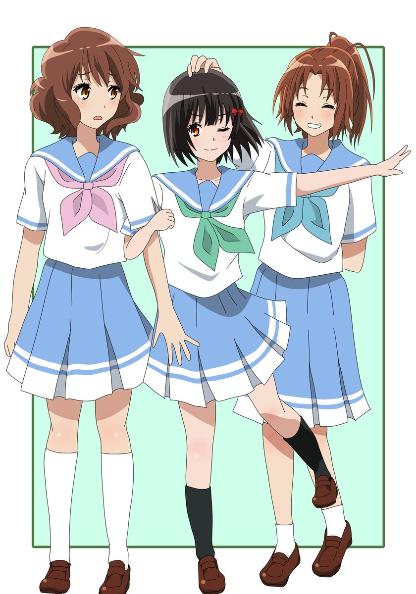 nakagawa natsuki ,oumae kumiko kitauji high school uniform multiple girls school uniform blue sailor collar brown hair sailor collar neckerchief  illustration images