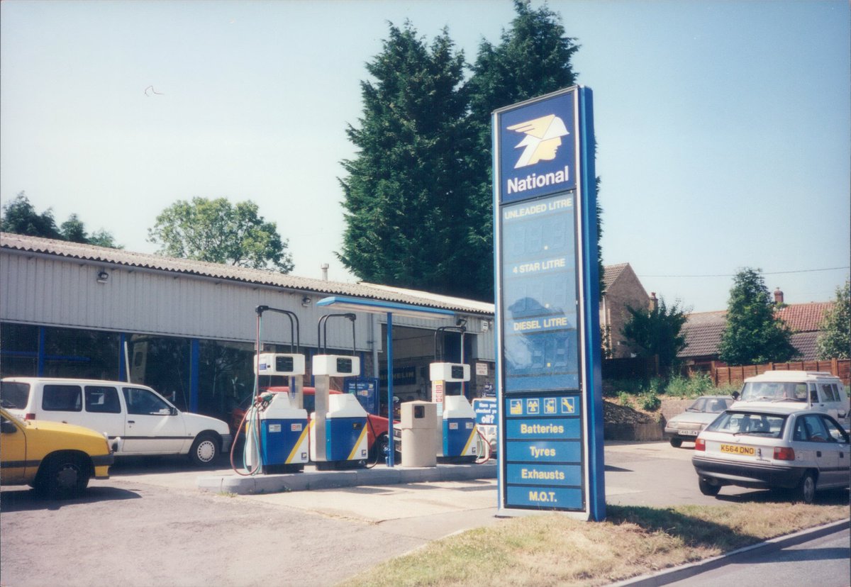 as seen here (above) at Willand, Devon (1998), and (below) in Greetham, Rutland (1999), with slight drop shadow, and new striped pump decals were introduced. How effective is it to reintroduce brands like this? Is there enough nostalgia around that people will choose a brand...