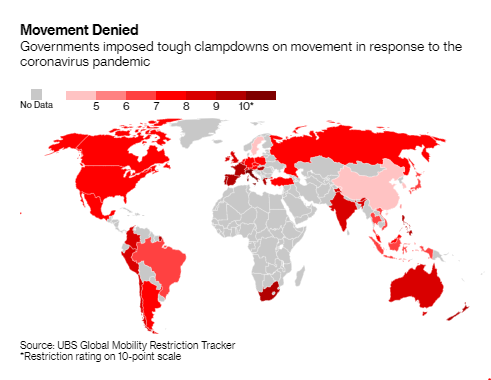 Ecco la severità dei #lockdown e delle restrizioni imposti dalle maggiori #economie mondiali